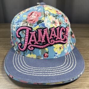 Jamaica Cap Blue Pink Floral SnapBack Surf Classic Embroidered Spell Out Logo